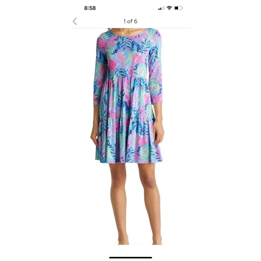 New Lilly Pulitzer Geanna Fit & Flare Dress Porto Blue Youve Been Spotted